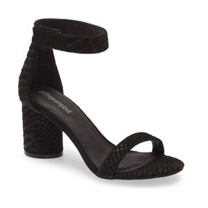 Jeffrey Campbell Laura black suede block heel shoes 8 snake ankle strap reptile